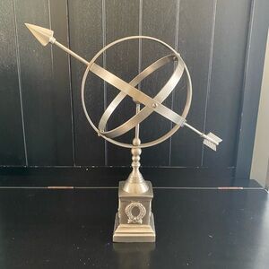 Pewter Silver Armillary Sphere Globe Home Decor